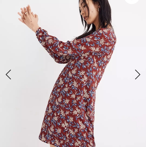 Madewell Button-Back printed flowy mini dress in Antique Flora Size XS - Picture 2 of 11